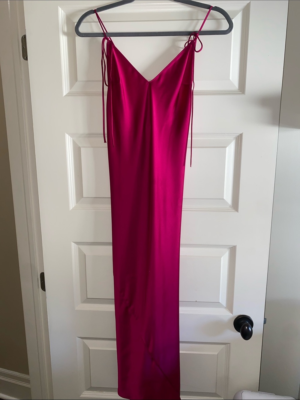 Victoria's Secret Fuchsia Slip Maxi Dress with Tie-Strap Shoulders